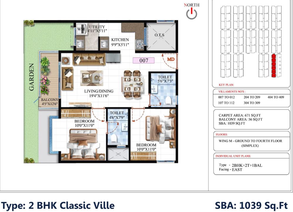 2BHK-Classic-1039-SBR-Global-Queensville Master Plan