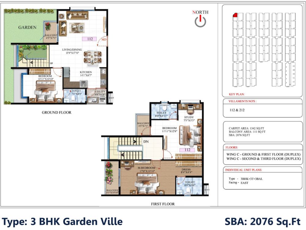 3BHK-Garden-2076-SBR-Global-Queensville Master Plan